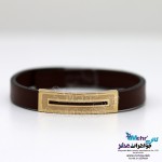 دستبند طلا و چرم - طرح هندسی