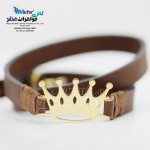 دستبند طلا و چرم - طرح تاج