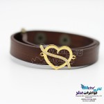 دستبند طلا و چرم - طرح قلب