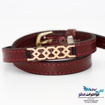 دستبند طلا و چرم - طرح هندسی
