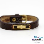 دستبند طلا و چرم - طرح هندسی