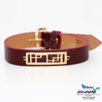 دستبند طلا و چرم - طرح هندسی