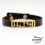 دستبند طلا و چرم - طرح هندسی