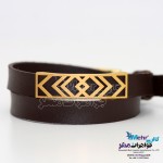 دستبند طلا و چرم - طرح پیکان