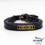 دستبند طلا و چرم - طرح هندسی