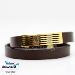 دستبند طلا و چرم - طرح موج