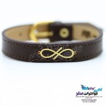 دستبند طلا و چرم - طرح بی‌نهایت