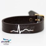 دستبند طلا و چرم - طرح ضربان