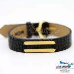 دستبند طلا و چرم - طرح هندسی
