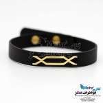دستبند طلا و چرم - طرح پیکان