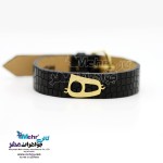 دستبند طلا و چرم - طرح ه نیمانی