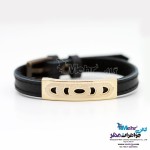 دستبند طلا و چرم - طرح هندسی