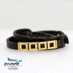 دستبند طلا و چرم - طرح مربع