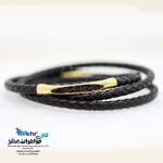دستبند طلا و چرم - طرح لوله‌ای