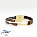 دستبند طلا و چرم - طرح هندسی