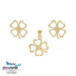 نیم ست طلا - آویز و گوشواره - طرح شبدر چهار برگ
