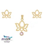 نیم ست طلا - آویز و گوشواره - طرح لوتوس