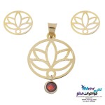 نیم ست طلا - آویز و گوشواره - طرح لوتوس