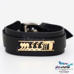 دستبند اسم طلا و چرم - طرح امید