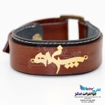 دستبند اسم طلا و چرم - طرح پناه