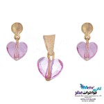 نیم ست طلا - آویز و گوشواره - سنگ سواروسکی قلب
