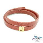 دستبند طلا و چرم - طرح حروف الفبای فارسی