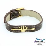 دستبند طلا و چرم - طرح تاج