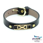 دستبند طلا و چرم - طرح هندسی
