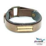 دستبند طلا و چرم - طرح خطوط موازی