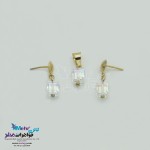 نیم ست طلا - آویز و گوشواره - سنگ سواروسکی مکعب