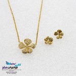 نیم ست طلا - گردنبند و گوشواره - طرح گل پریوش