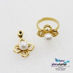 نیم ست طلا - آویز و انگشتر - طرح گل چهار برگ