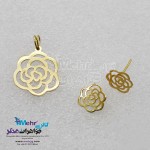 نیم ست طلا - آویز و گوشواره - طرح گل