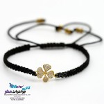دستبند طلا و بافت - طرح گل پریوش
