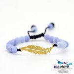 دستبند طلا و سنگ - طرح پر
