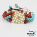 دستبند طلا و سنگ - طرح شمسه
