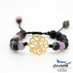 دستبند طلا و سنگ - طرح گل