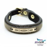 دستبند طلا و چرم - طرح هندسی