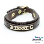 دستبند طلا و چرم - طرح هندسی