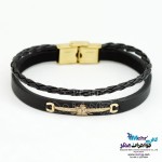 دستبند طلا و چرم - طرح فروهر