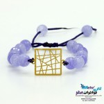 دستبند طلا و سنگ - طرح مربع حصیری