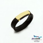 انگشتر طلا و چرم - طرح هندسی
