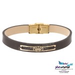 دستبند طلا و چرم - طرح تاج