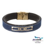 دستبند طلا و چرم - طرح هندسی
