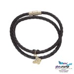 دستبند طلا و چرم - طرح پروانه