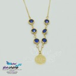 گردنبند طلا - طرح دایره و سنگ رنگی