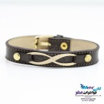 دستبند طلا و چرم - طرح بی‌نهایت