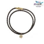 دستبند طلا و چرم - طرح گل یاسمن