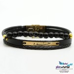 دستبند طلا و چرم - طرح خدا