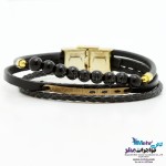 دستبند طلا و چرم - طرح ستاره